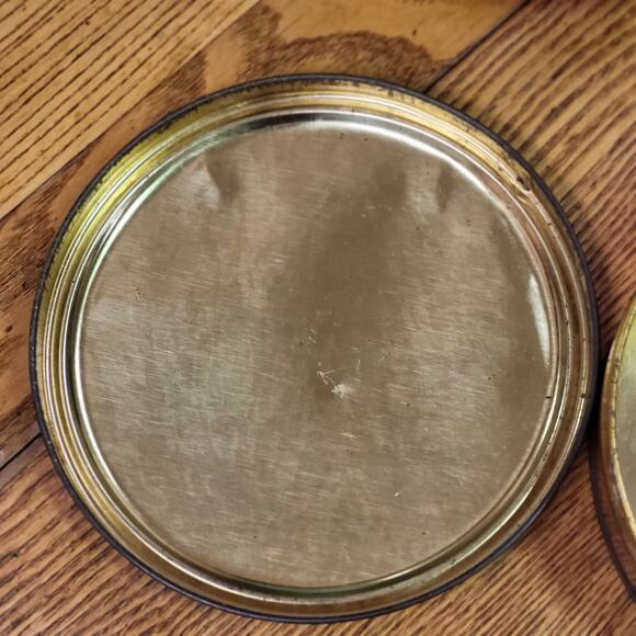 Vintage 1930s Era CANCO round Decorative Glace Fruit Tin Rustic Cottage Decor - Picture 8 of 10